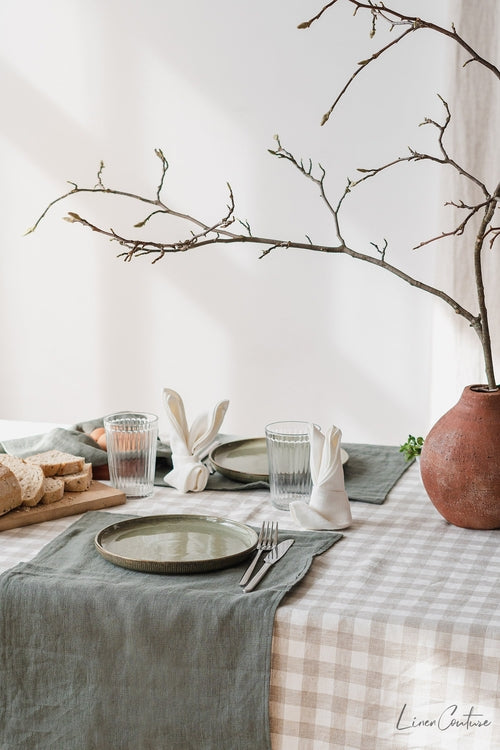 Light pink linen placemats set