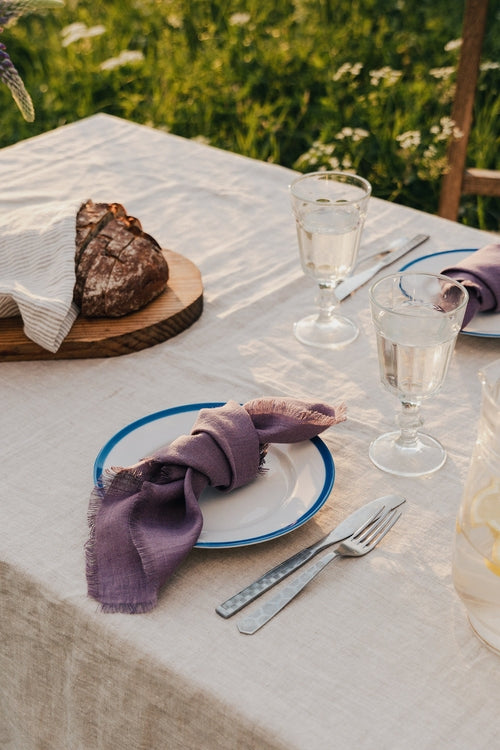Mustard linen napkins set with tassels