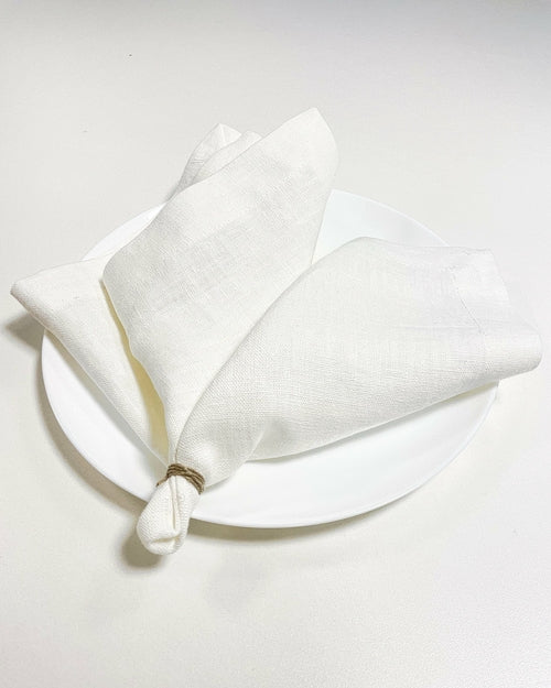 White linen napkins set, 250 gsm