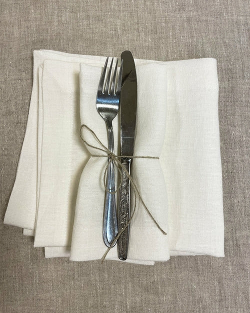 White linen napkins set, 250 gsm