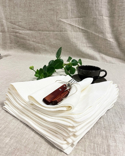 White linen napkins set, 250 gsm