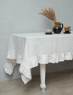 Linen Tablecloth with Ruffles