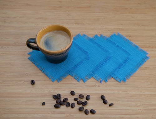 Sky Blue linen coasters set