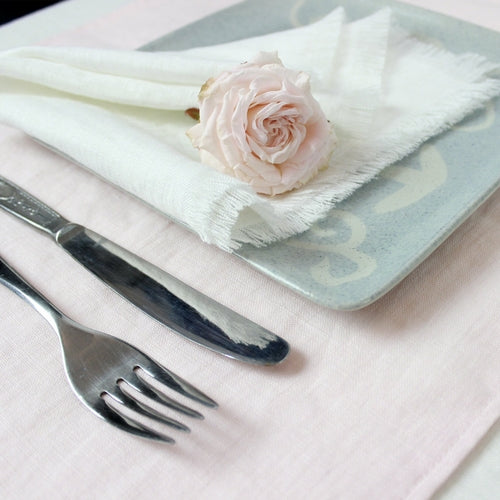 Mustard linen napkins set with tassels