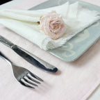 Mustard linen napkins set with tassels