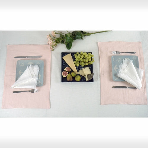 Light pink linen placemats set
