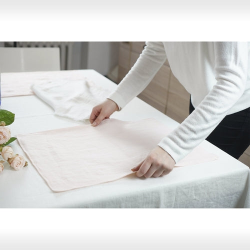 Light pink linen placemats set
