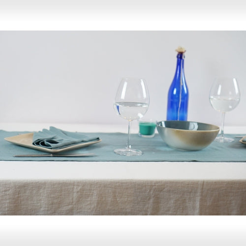 Greyish Mint linen table runner