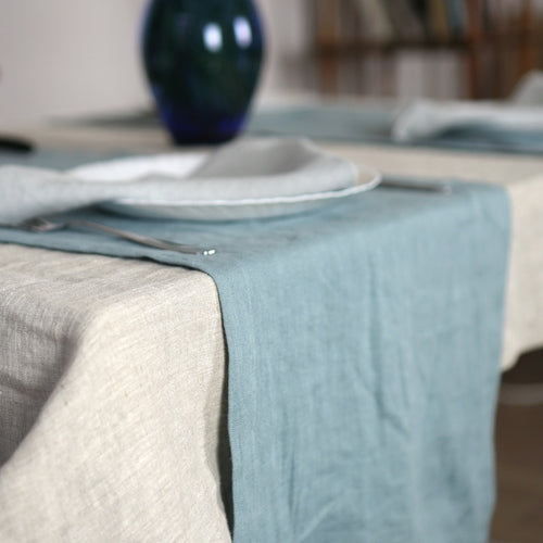 Greyish Mint linen table runner