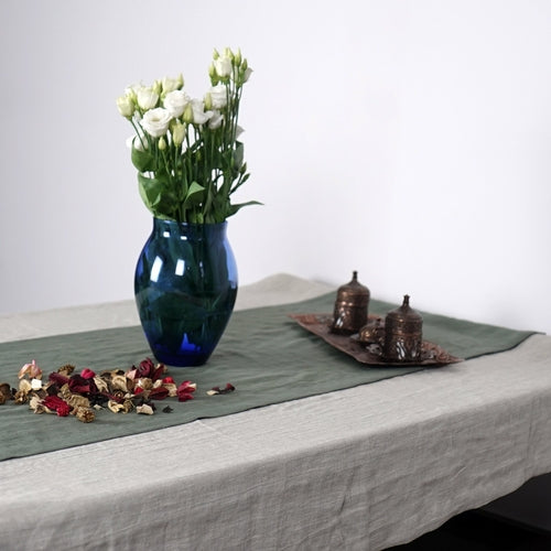 Greyish Mint linen table runner