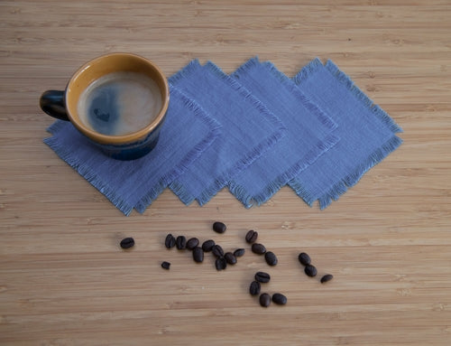 Sky Blue linen coasters set